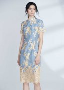 彩卉棉剪花旗袍